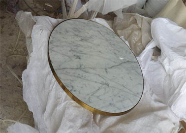 Chiny Klasyczny marmurowy blat Carrara, okrągły stolik kawowy ze złotą krawędzią dostawca