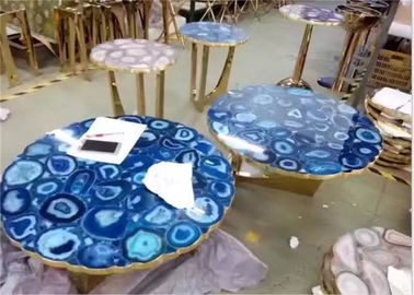 Chiny Luksusowe marmurowe blaty Blue Agate Stone Top Polished Finish Round Shape dostawca