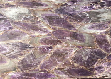 Chiny Back Lit Natural Purple Amethyst Stone Slab do panelu ściennego hotelu dostawca