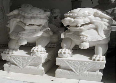 Chiny White Jade Marble Lion Sculpture, Stone Animal Sculptures Dostosowany kolor dostawca