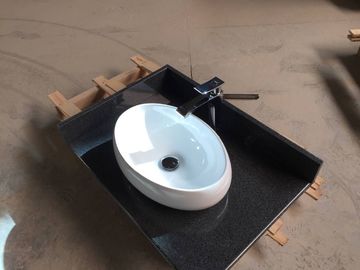 Chiny Prefabrykowane eleganckie ciemnoszare granitowe blaty łazienkowe z ceramicznym zlewem dostawca